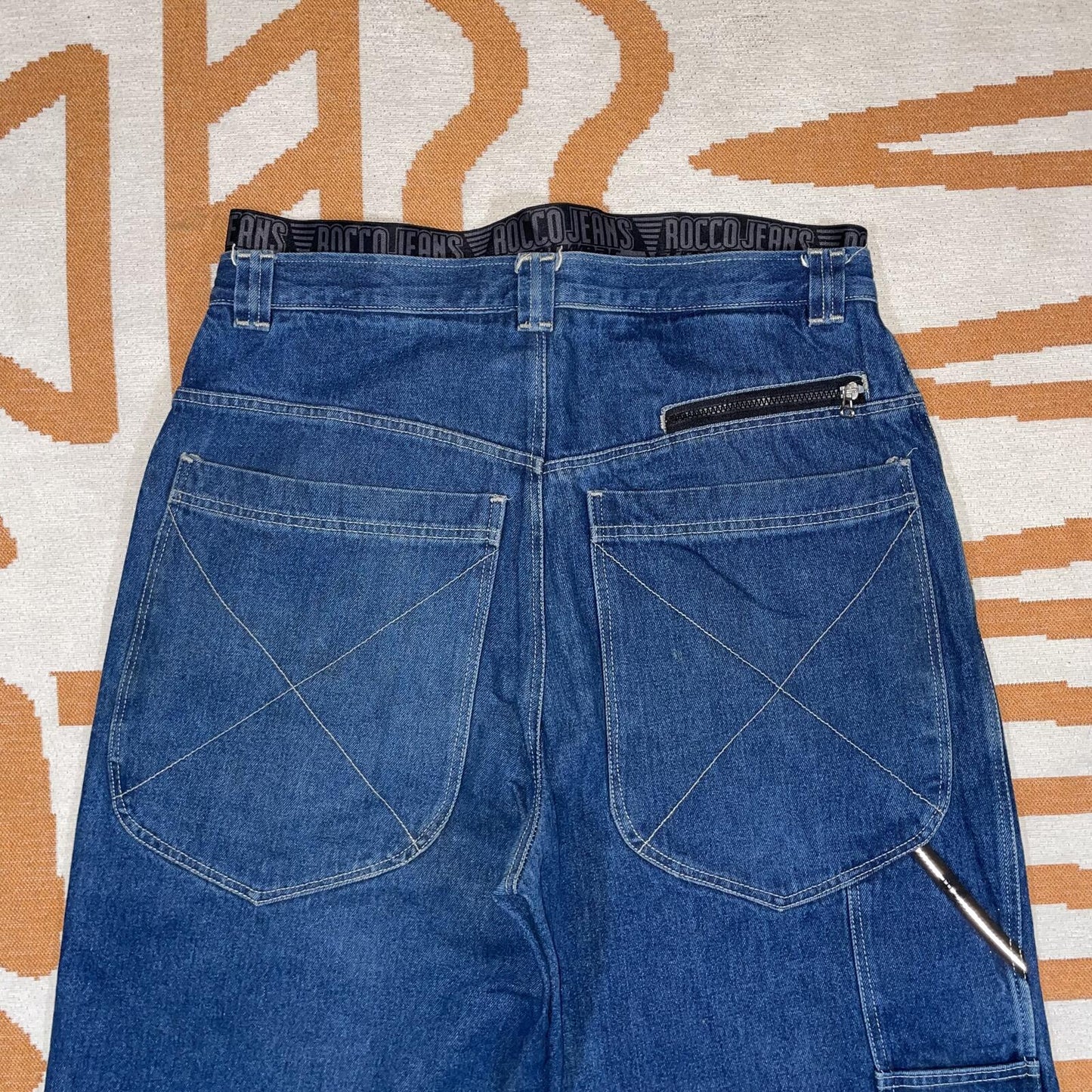 Rocco 00s Embroidered Baggy Denim Jeans 36x32