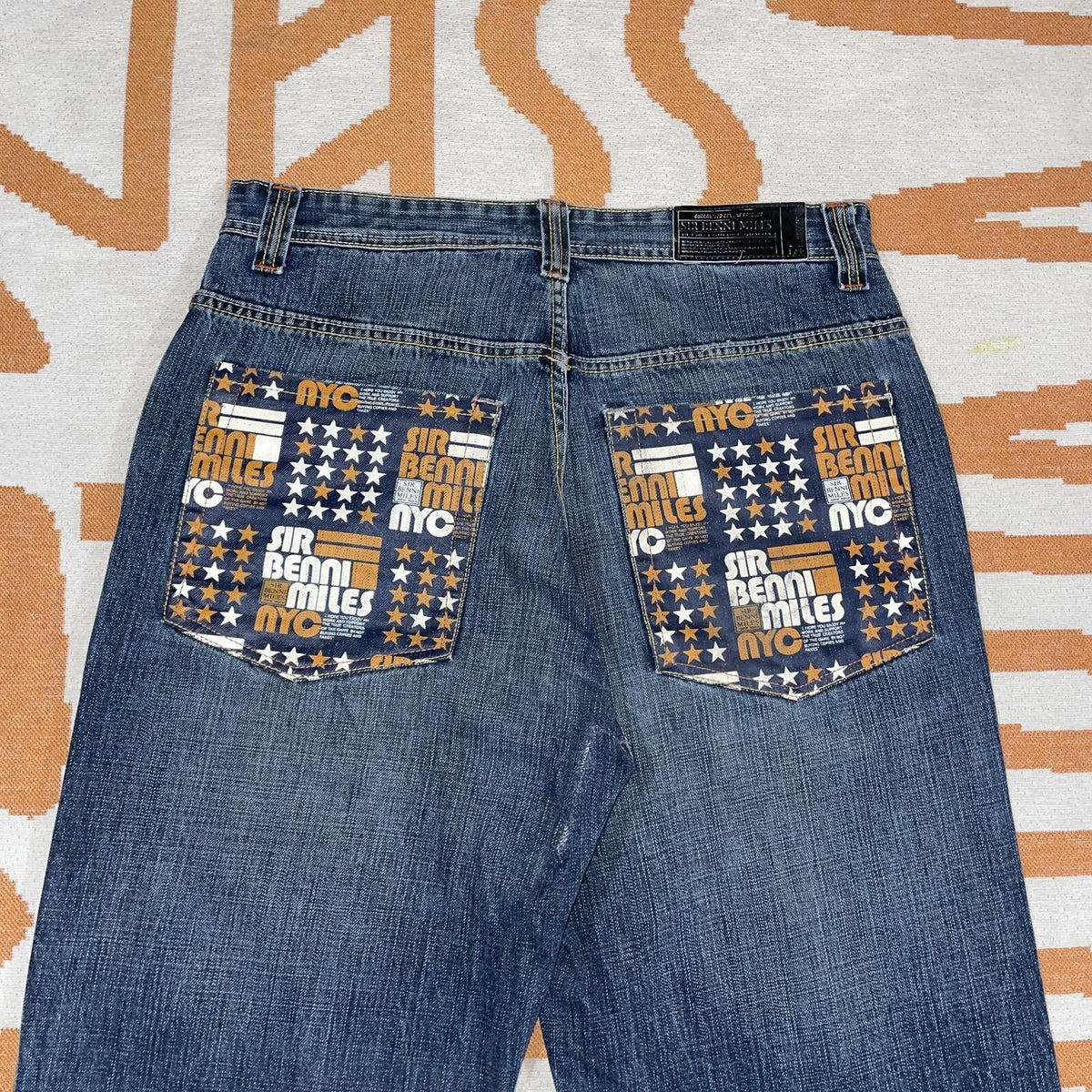 Sir Benni Miles 00s Printed/Embroidered Baggy Jeans 34x33