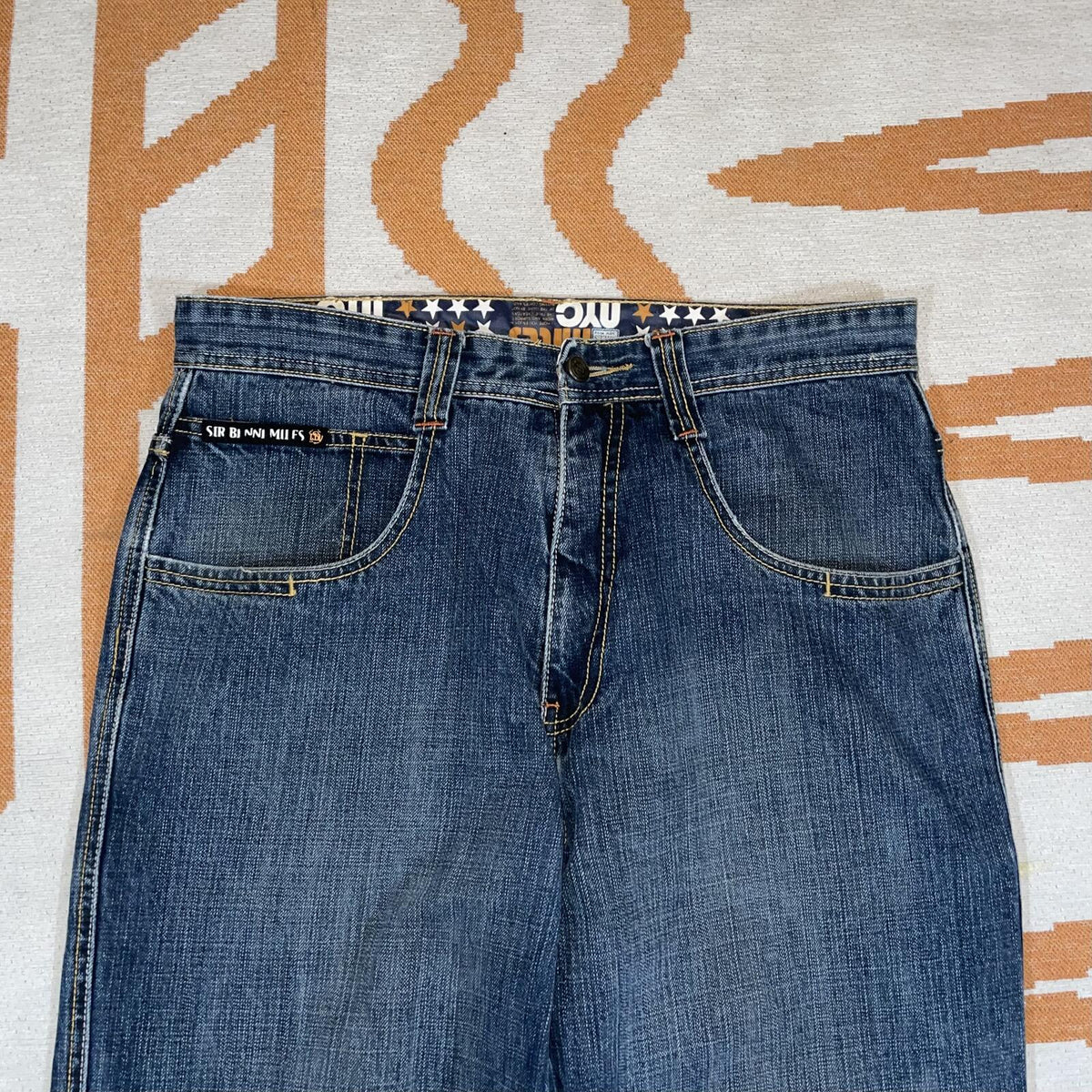 Sir Benni Miles 00s Printed/Embroidered Baggy Jeans 34x33