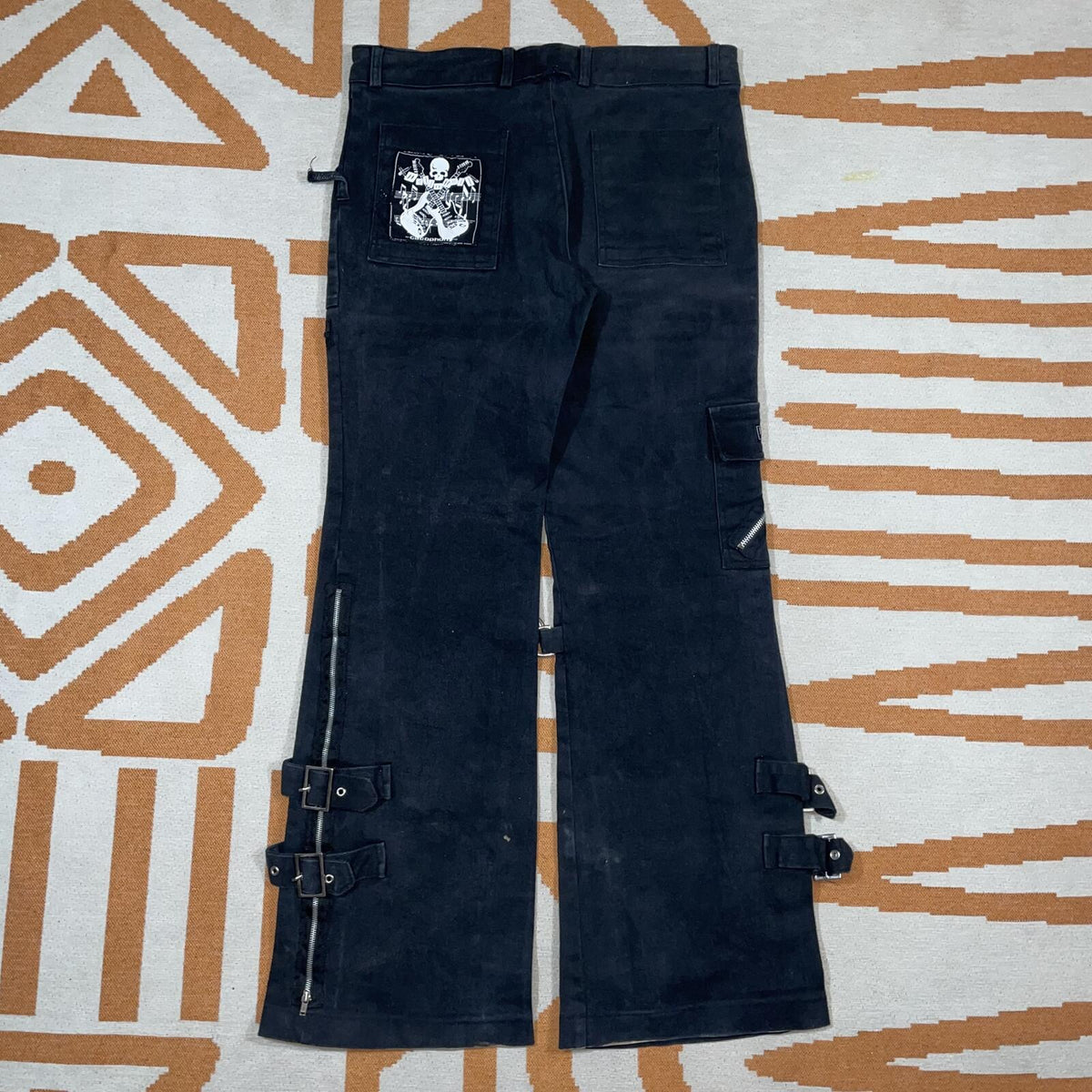 Hellohell 00s Patched Alt/Goth Zip Cargo Pants 32x32