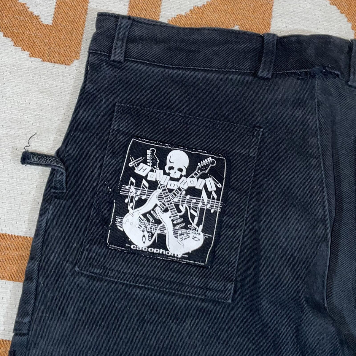 Hellohell 00s Patched Alt/Goth Zip Cargo Pants 32x32