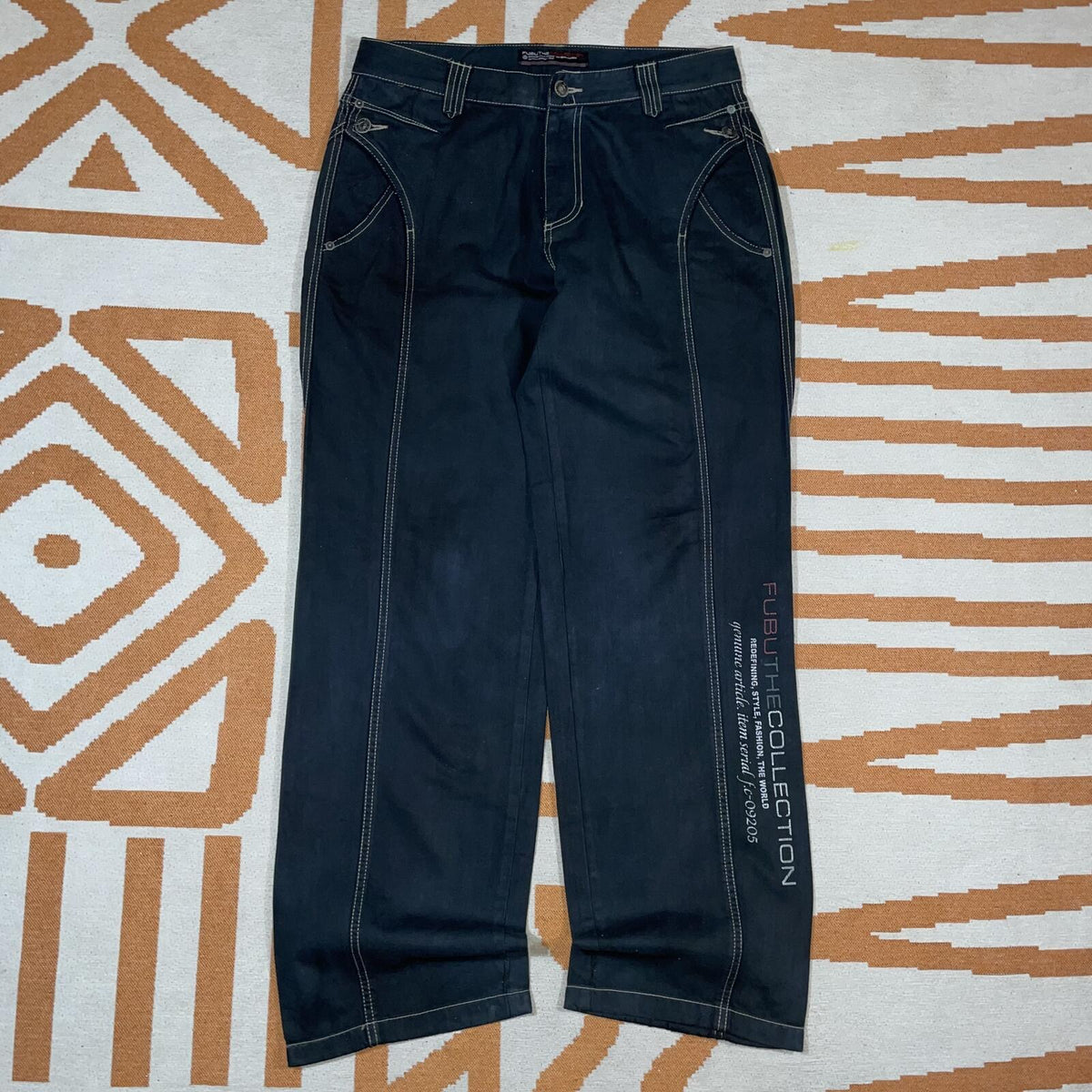 Fubu 00s Embroidered Racing Black Jeans 32x32