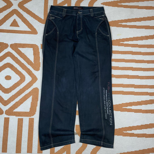 Fubu 00s Embroidered Racing Black Jeans 32x32