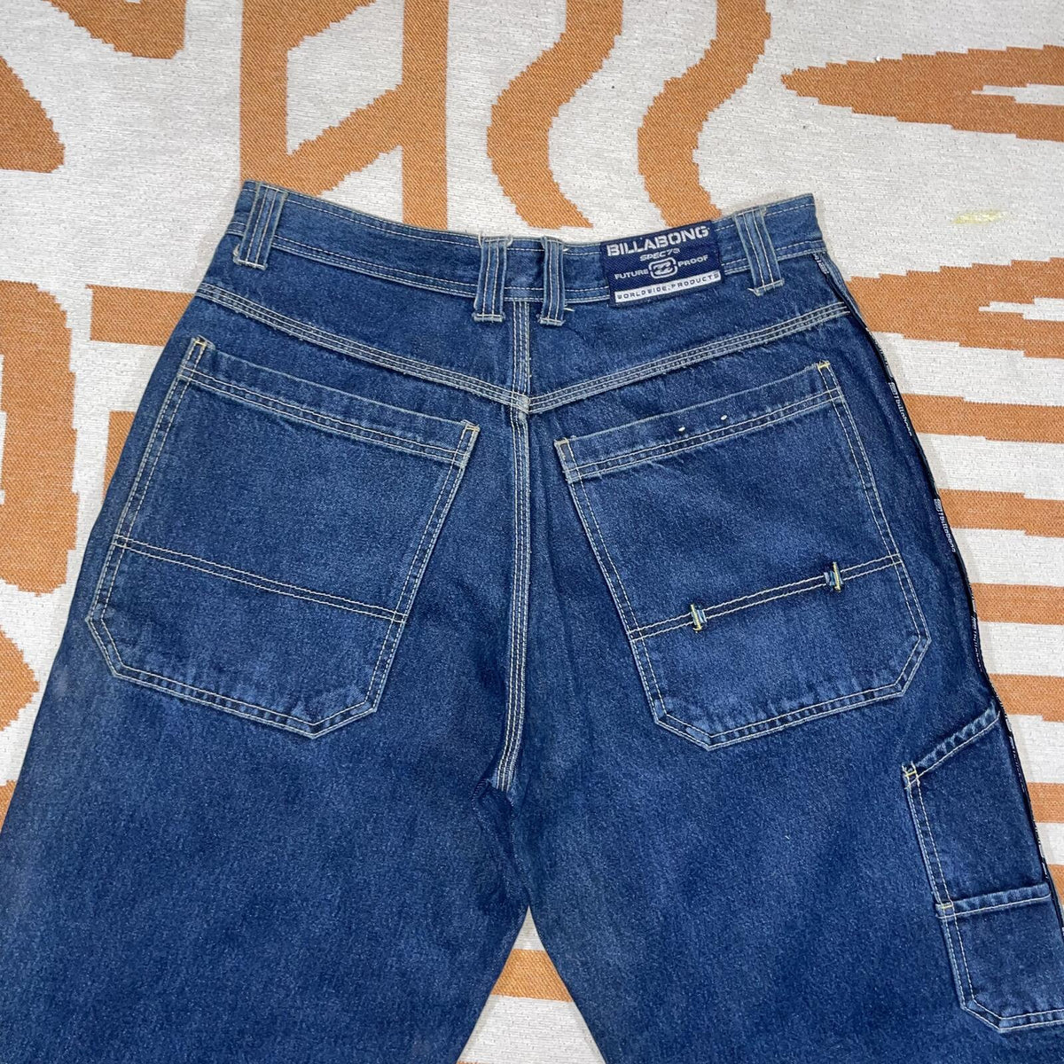Billabong 00s Spec73 Patched Baggy Blue Jeans 33x33
