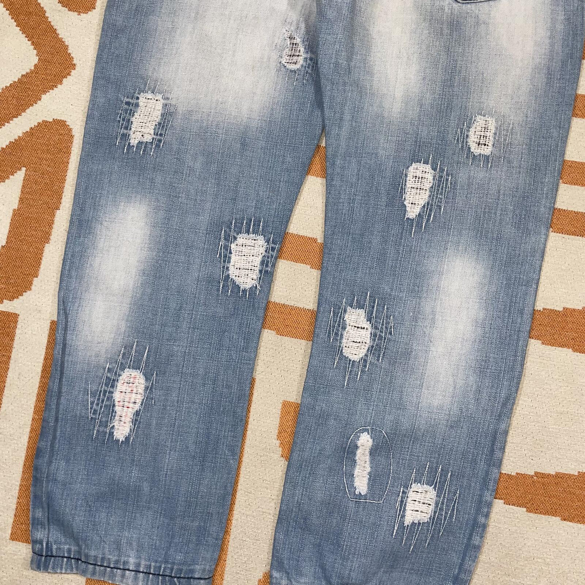 R-Ping 00s Patched/Embroidered Loose Denim Jeans 36x28