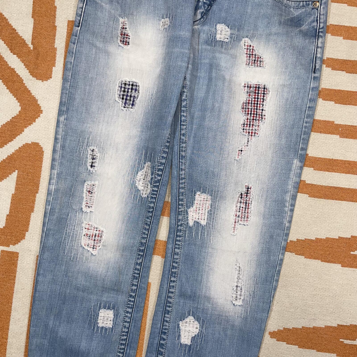 R-Ping 00s Patched/Embroidered Loose Denim Jeans 36x28