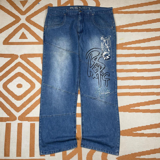 R:spc:t 00s Embroidered/Printed Baggy Denim Jeans 42x34