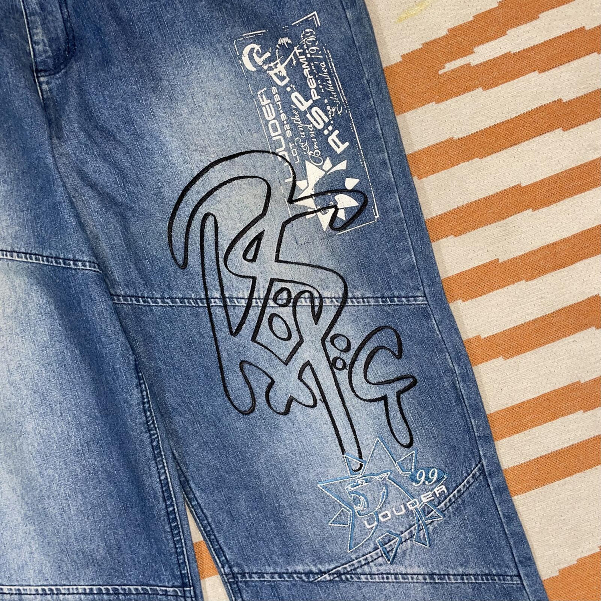 R:spc:t 00s Embroidered/Printed Baggy Denim Jeans 42x34