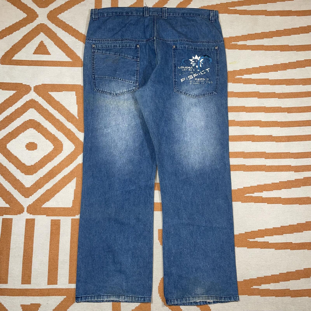 R:spc:t 00s Embroidered/Printed Baggy Denim Jeans 42x34