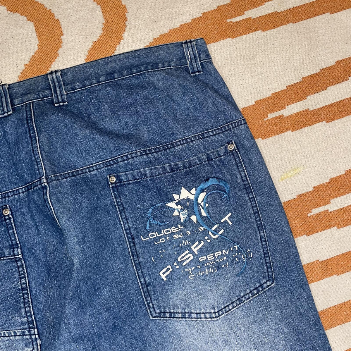 R:spc:t 00s Embroidered/Printed Baggy Denim Jeans 42x34