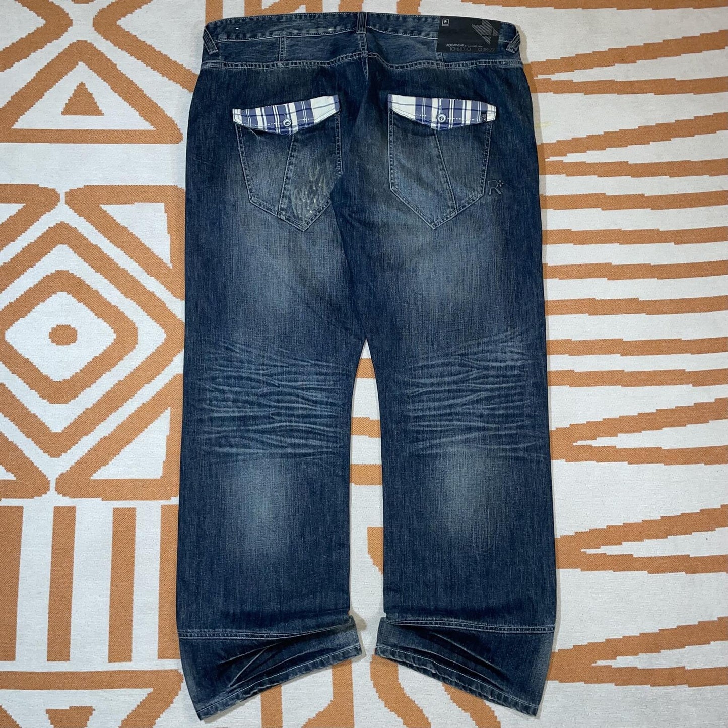 Rocawear 00s Plaid Lined Baggy Denim Jeans 42x35