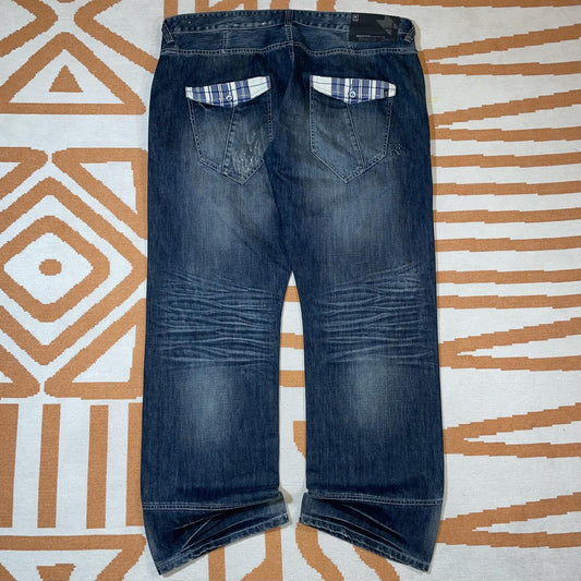 Rocawear 00s Plaid Lined Baggy Denim Jeans 42x35