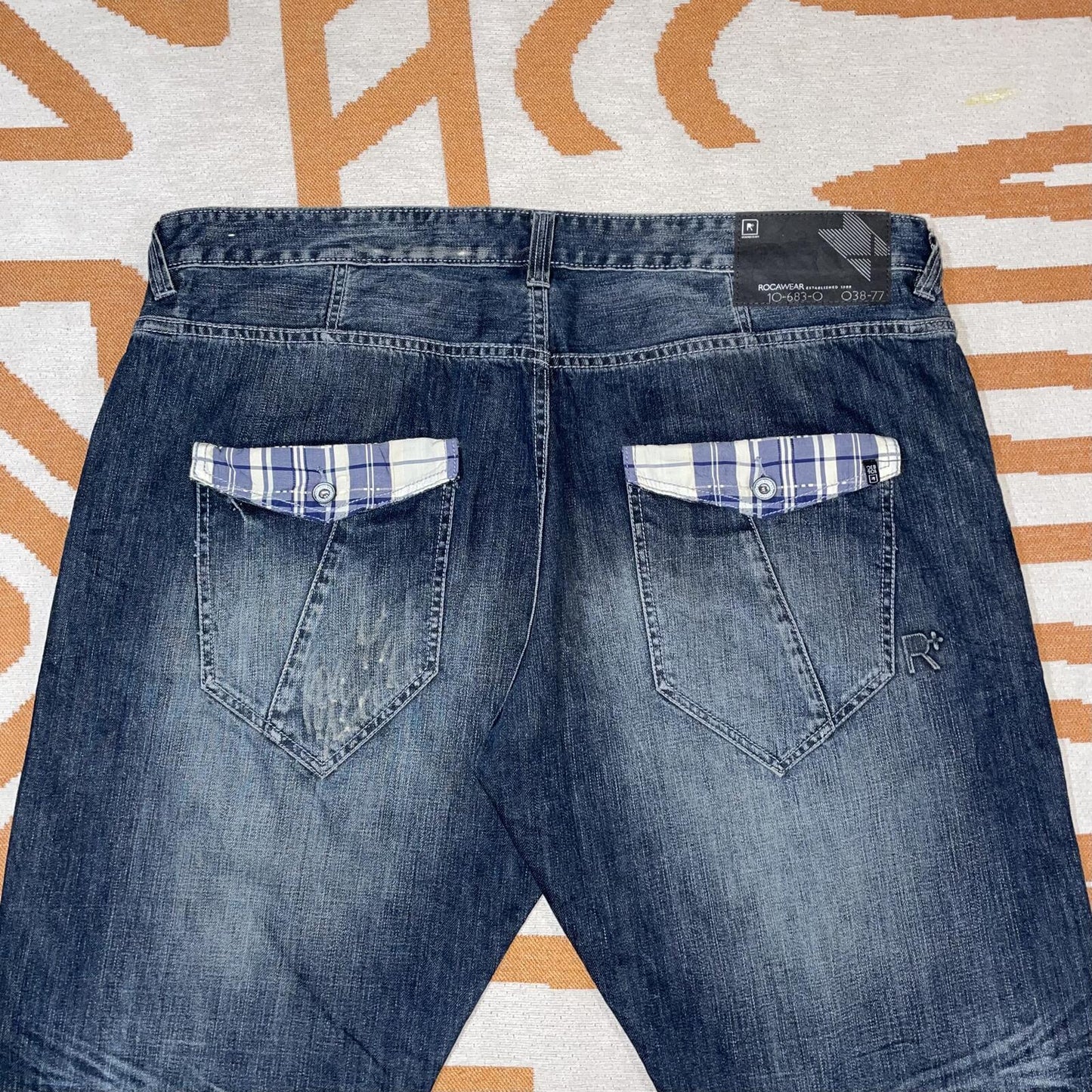 Rocawear 00s Plaid Lined Baggy Denim Jeans 42x35