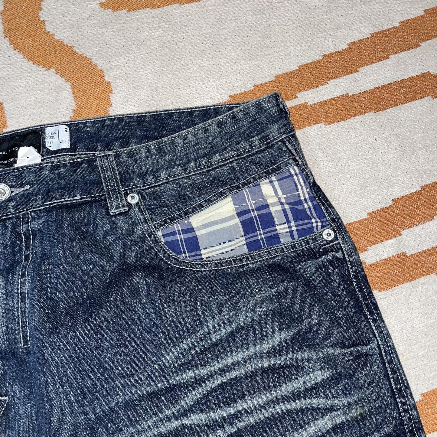 Rocawear 00s Plaid Lined Baggy Denim Jeans 42x35