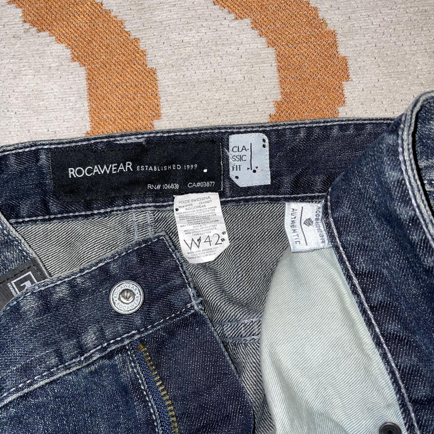 Rocawear 00s Plaid Lined Baggy Denim Jeans 42x35