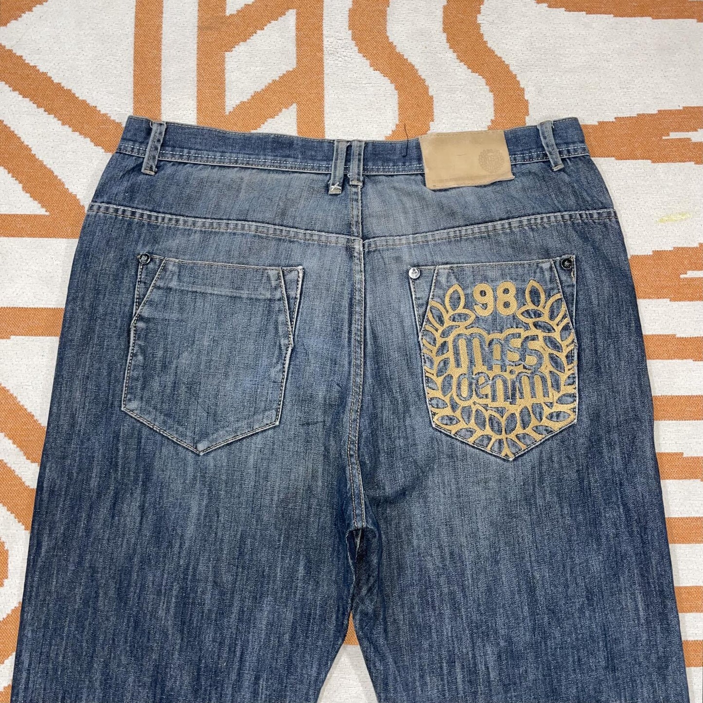 MASS 00s Embroidered ‘Wreath’ Baggy Jeans 38x28
