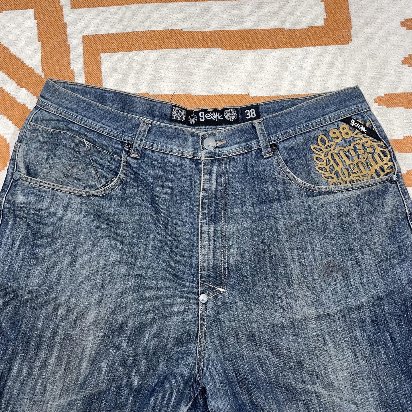 MASS 00s Embroidered ‘Wreath’ Baggy Jeans 38x28
