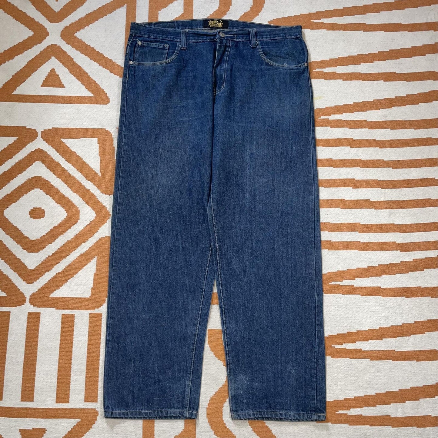 Red Ape 00s Embroidered/Printed Baggy Denim Jeans 43x34