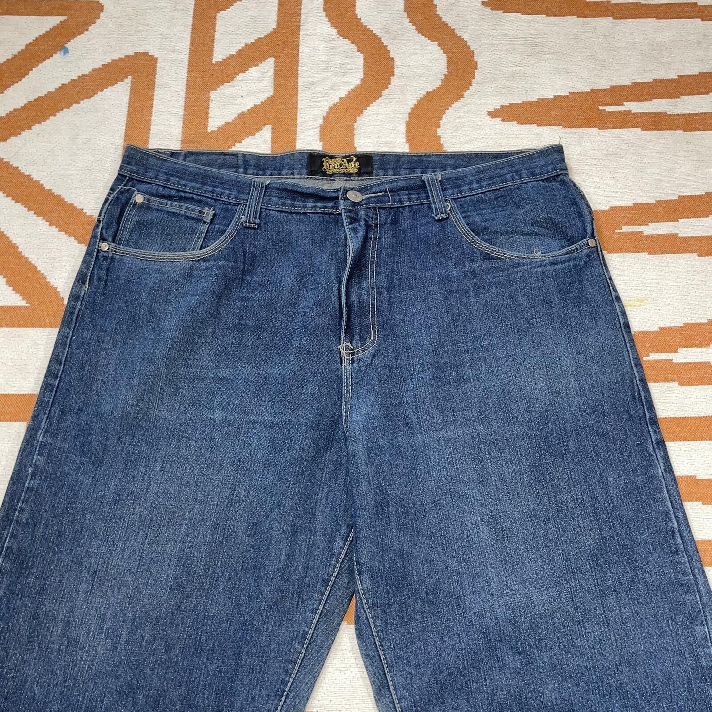 Red Ape 00s Embroidered/Printed Baggy Denim Jeans 43x34
