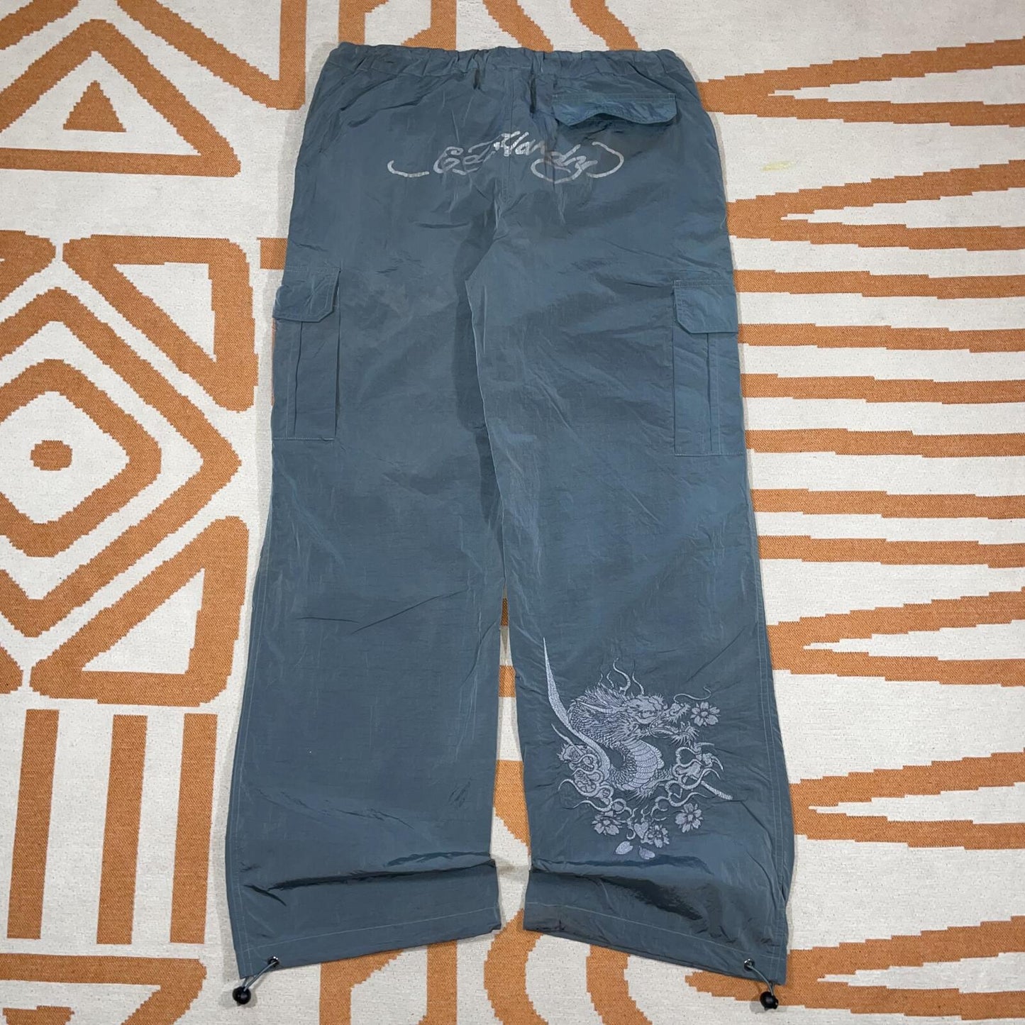 Ed Hardy x UO ‘22 Embroidered ‘Dragon’ Grey Cargo Pants 30x33