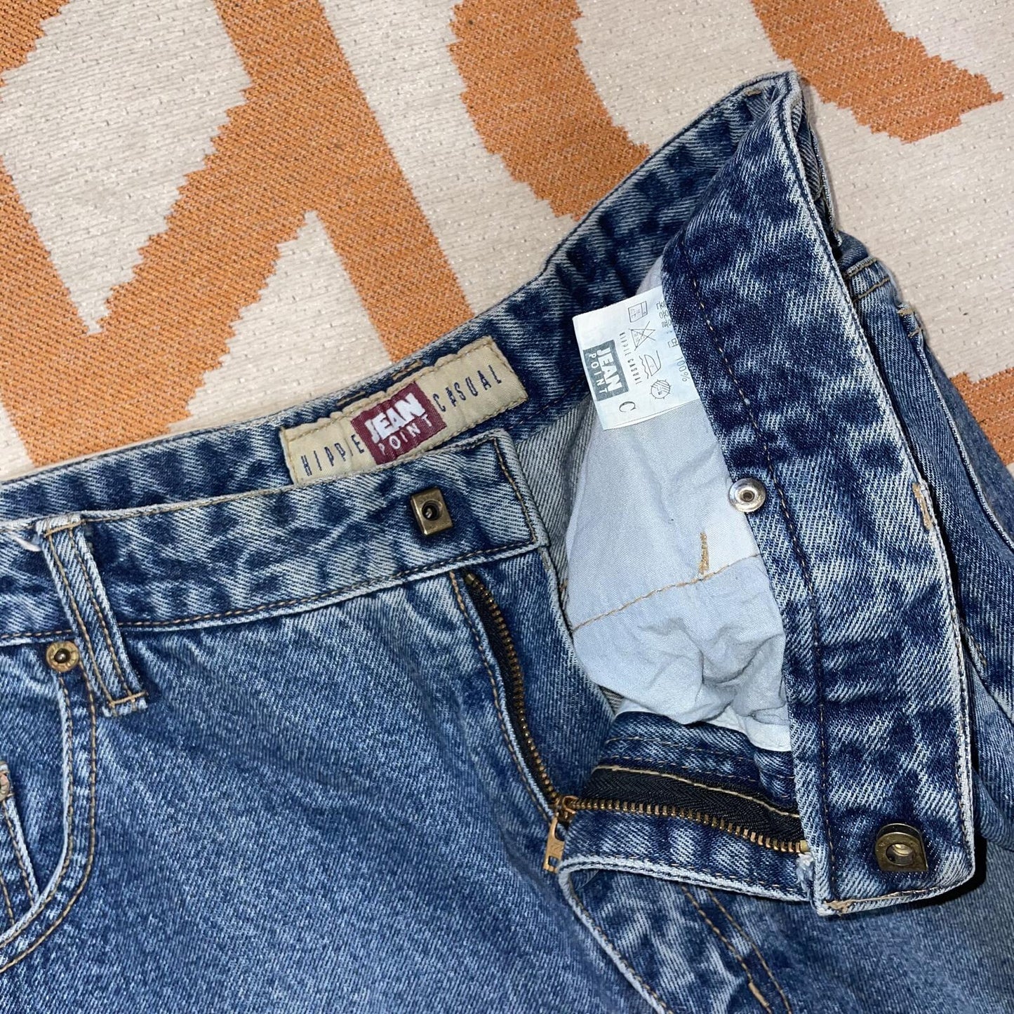 Jean Point 00s ‘Hippie Casual’ Baggy Blue Jeans 36x34
