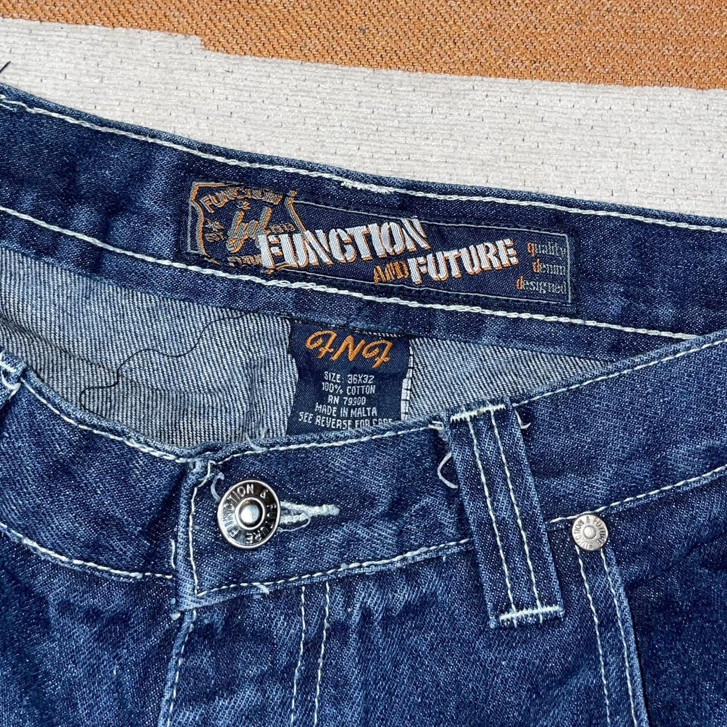Function & Future 00s Baggy Blue Denim Carpenter Jeans 36x33