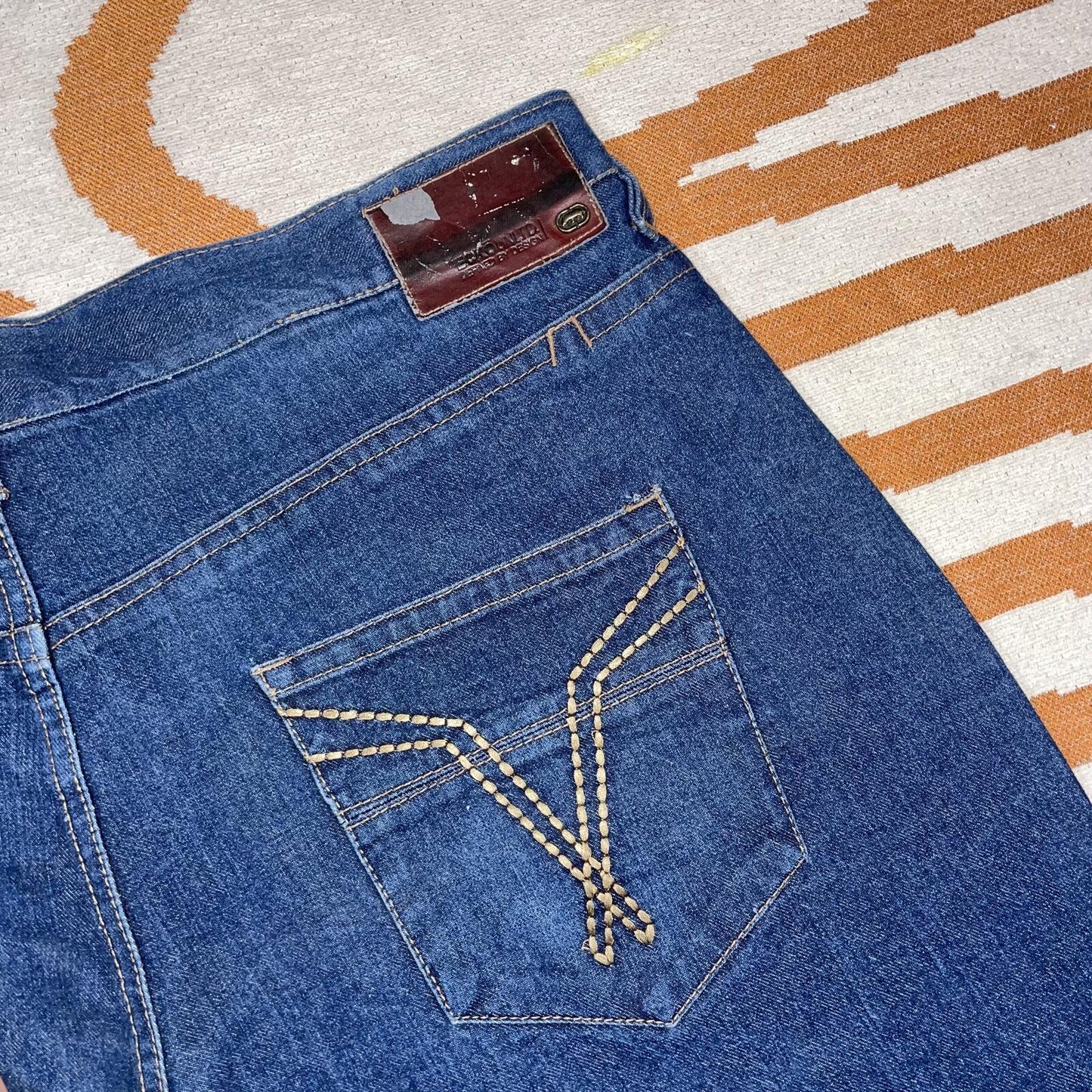Ecko Unltd. 00s Baggy Embroidered Blue Jeans 46x33