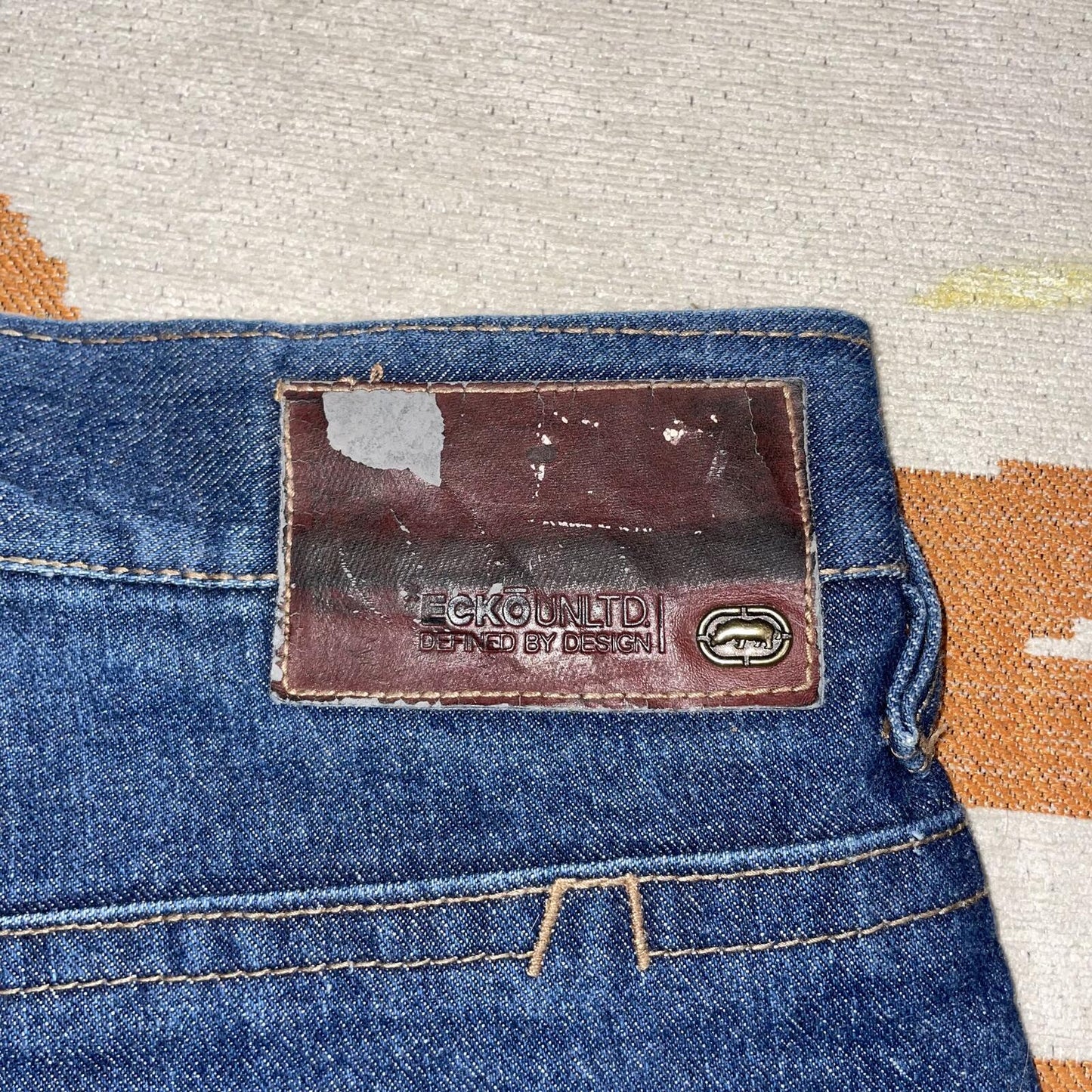 Ecko Unltd. 00s Baggy Embroidered Blue Jeans 46x33