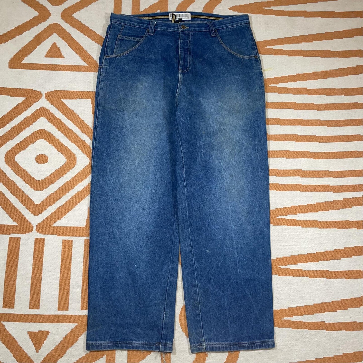 Sir Benni Miles 90s Embroidered Baggy Blue Jeans 40x34