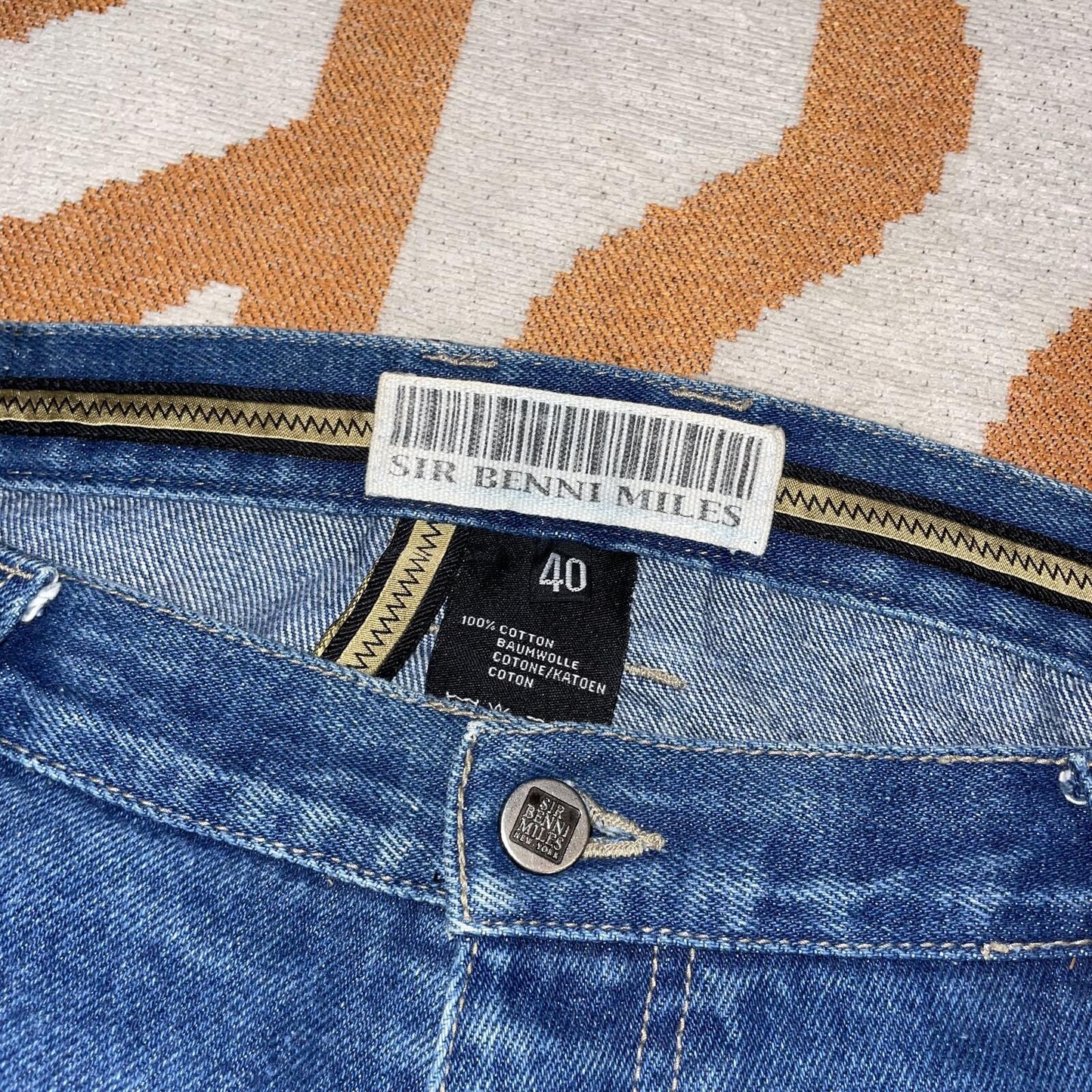 Sir Benni Miles 90s Embroidered Baggy Blue Jeans 40x34