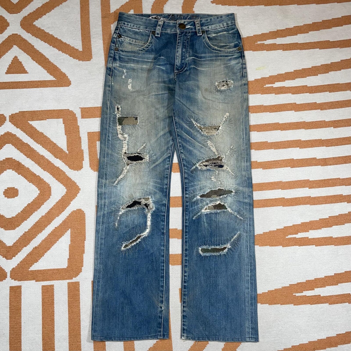 Osaka Big Train 00s Japanese Embroidered/Patched Denim Jeans 30x31