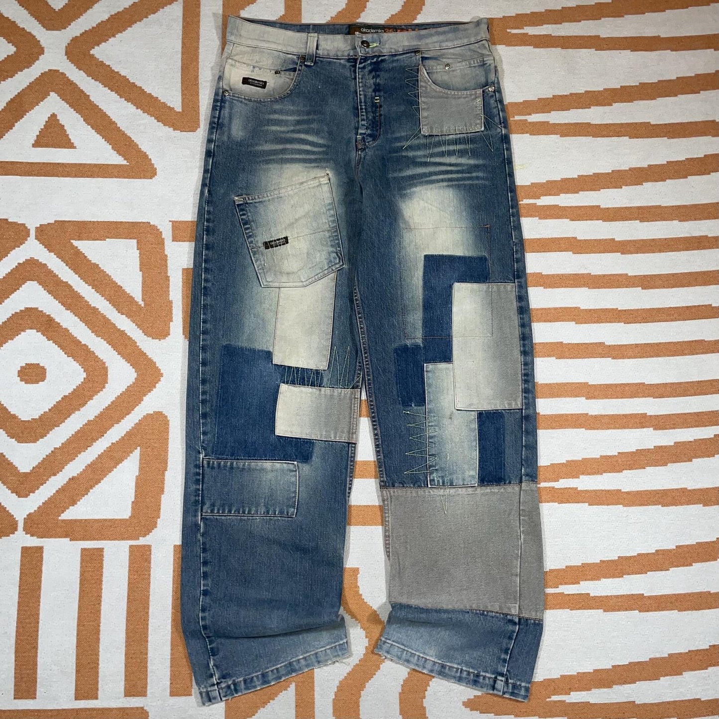 Akademiks 00s Patchwork Embroidered ‘Pockets’ Jeans 36x33