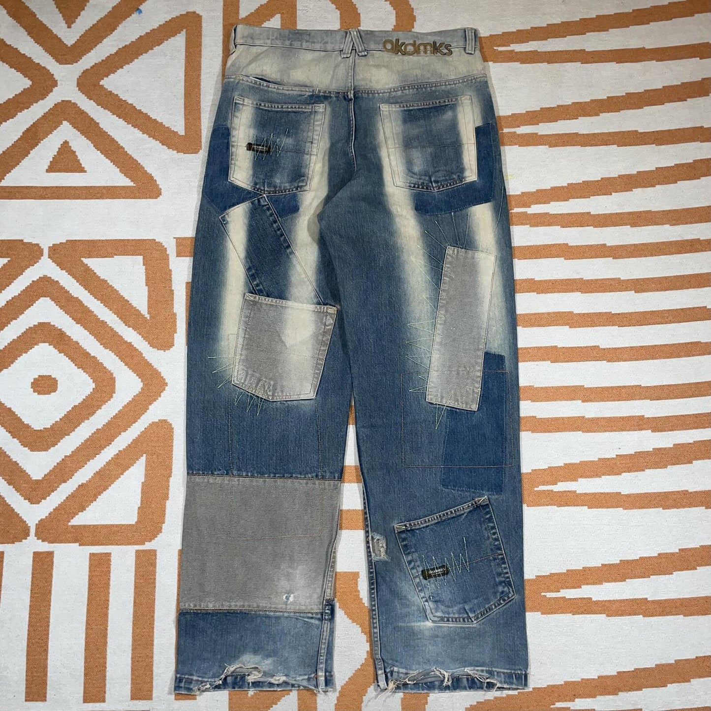Akademiks 00s Patchwork Embroidered ‘Pockets’ Jeans 36x33