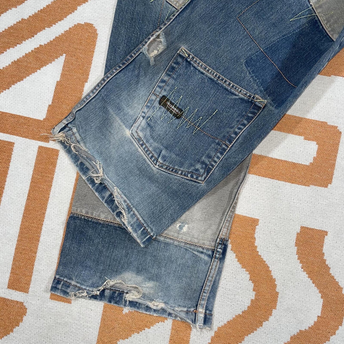 Akademiks 00s Patchwork Embroidered ‘Pockets’ Jeans 36x33