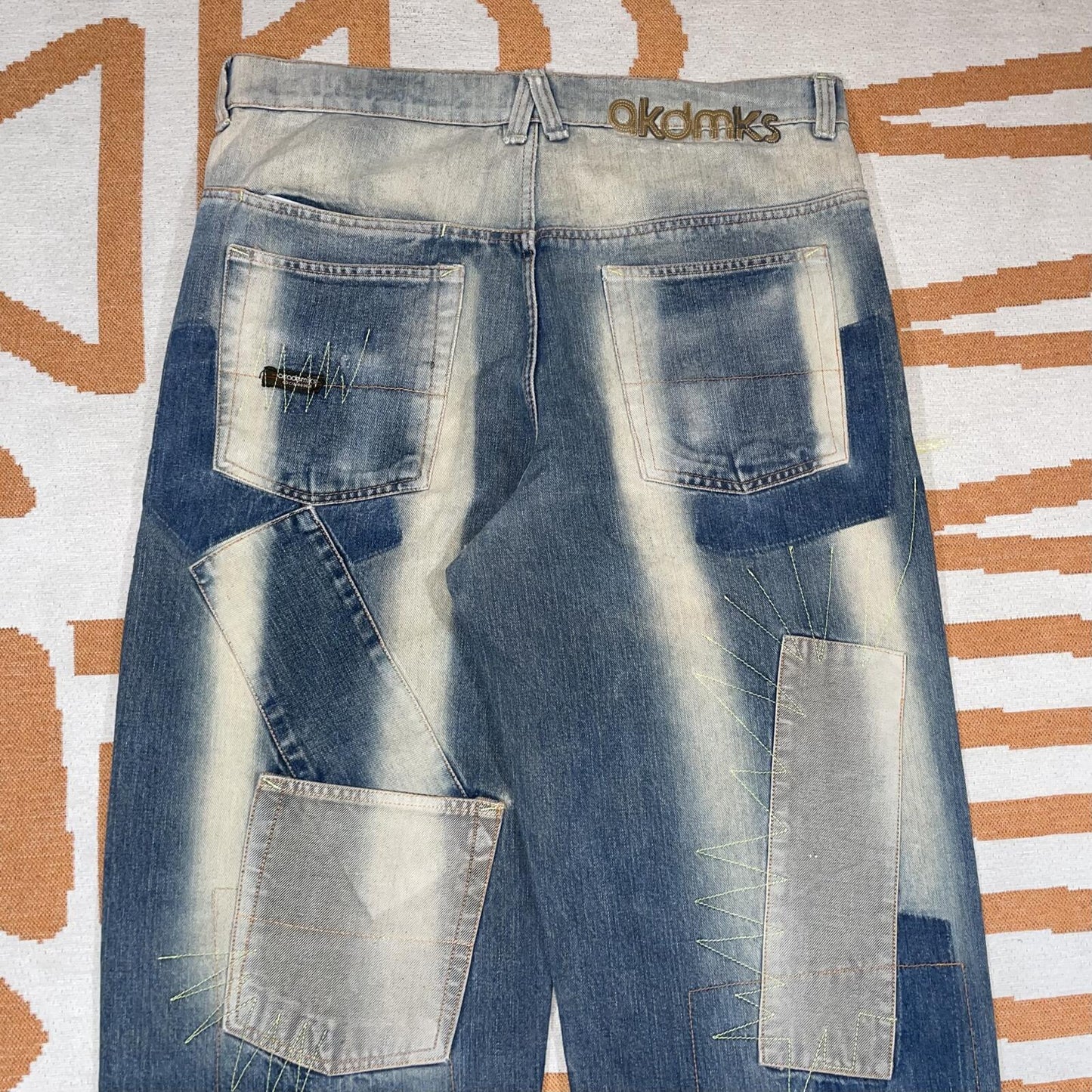 Akademiks 00s Patchwork Embroidered ‘Pockets’ Jeans 36x33