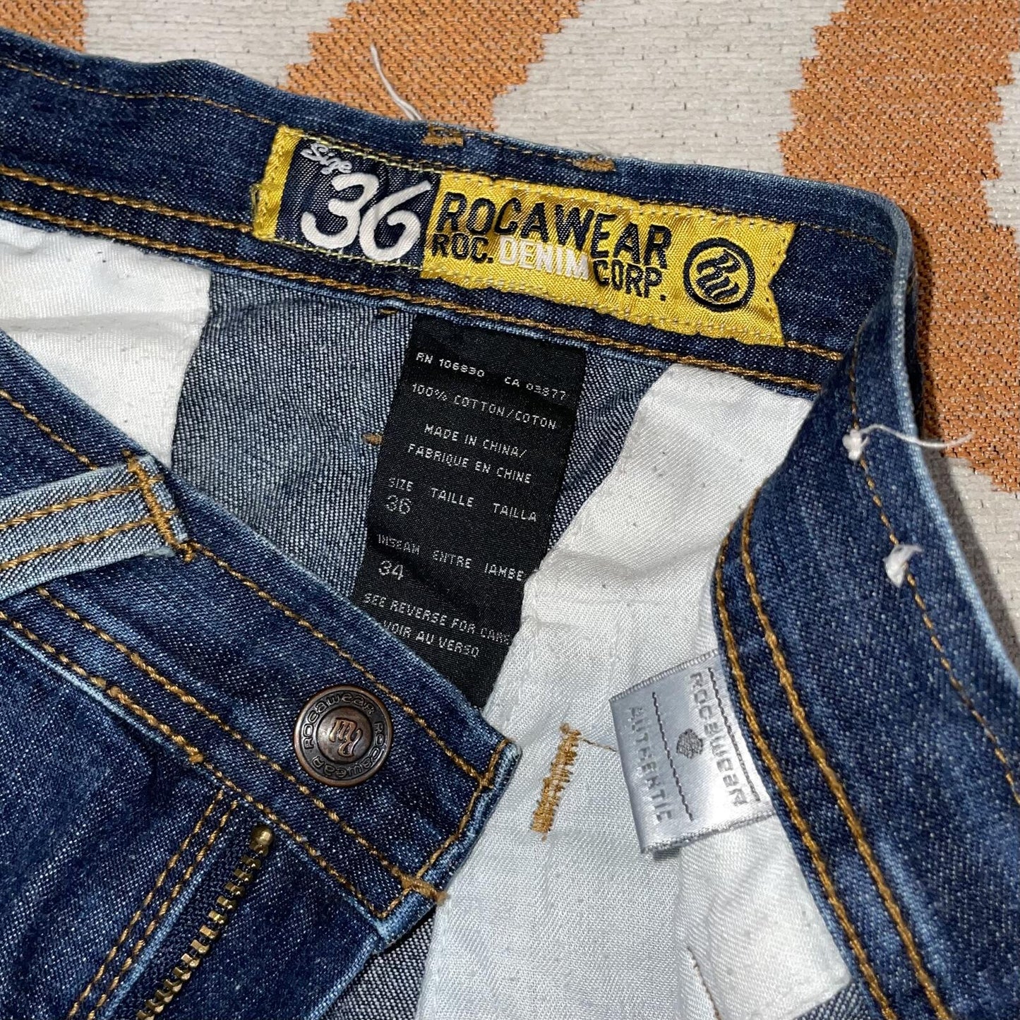 Rocawear 00s Baggy Denim Blue Jeans 34x28