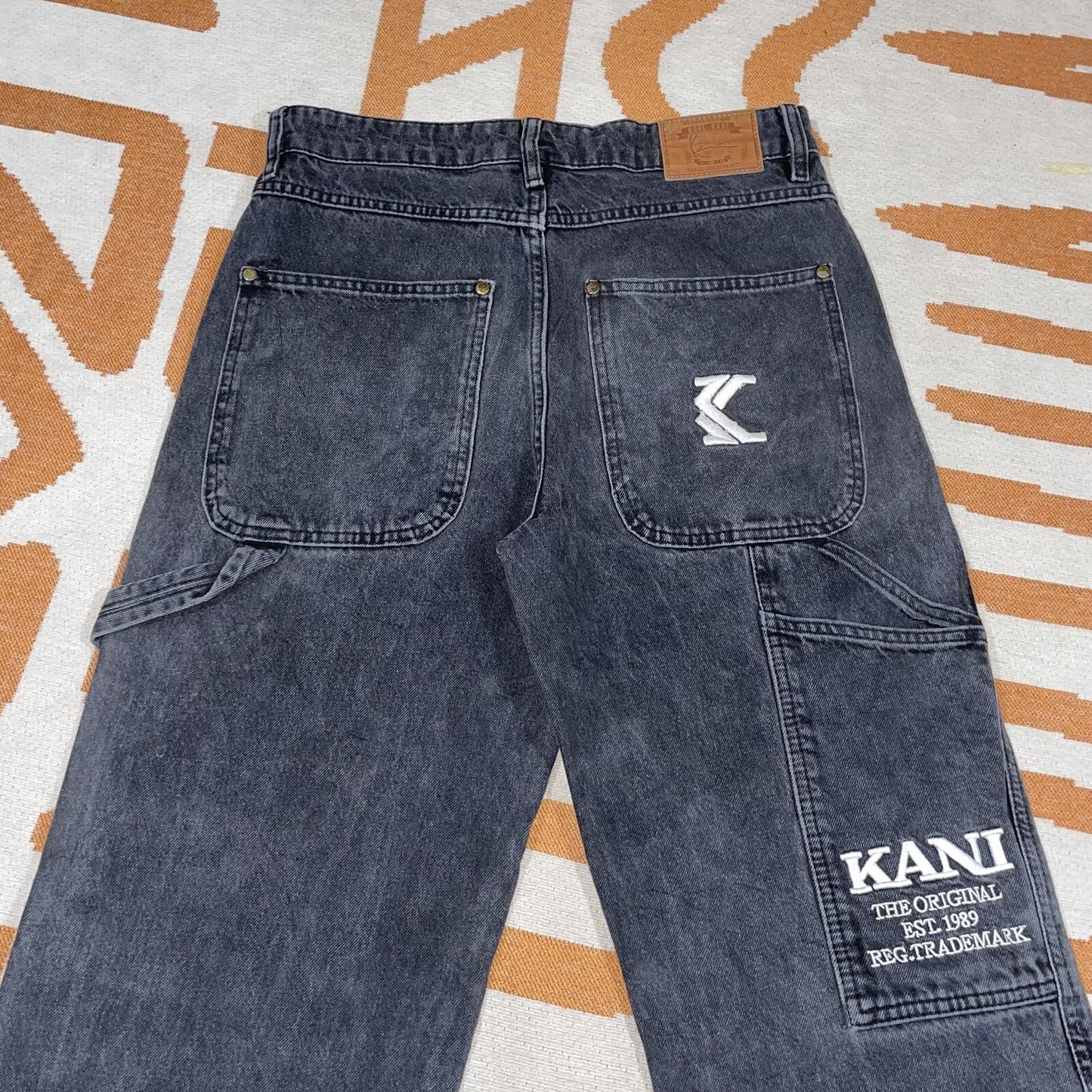 Karl Kani 00s Embroidered Loose Grey Jeans 30x31