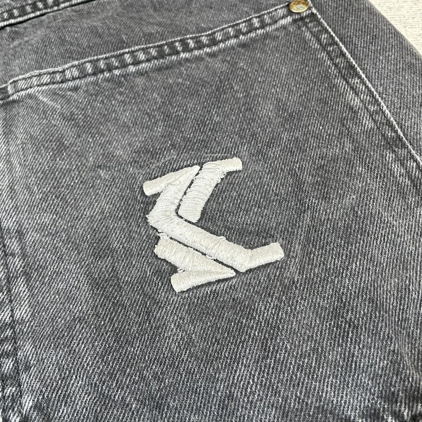Karl Kani 00s Embroidered Loose Grey Jeans 30x31