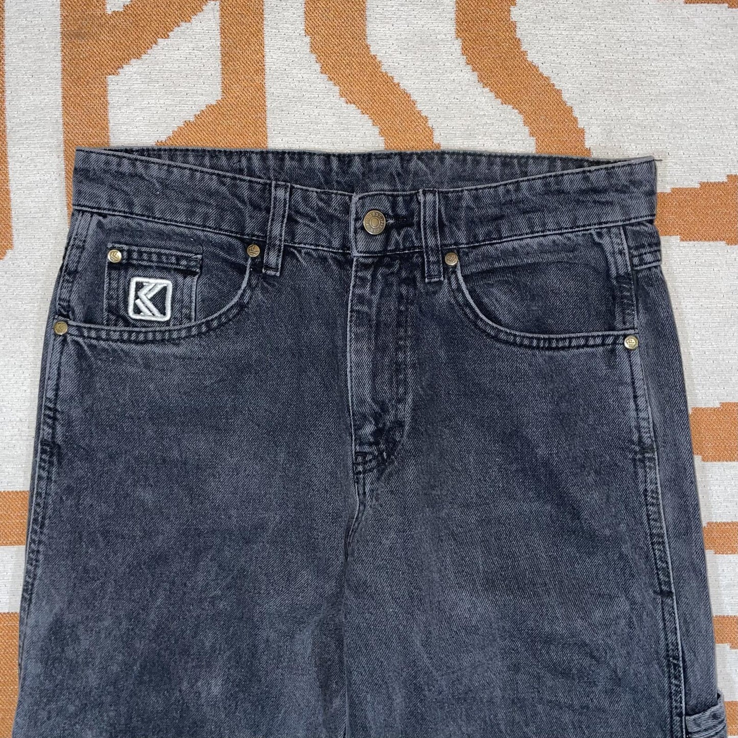 Karl Kani 00s Embroidered Loose Grey Jeans 30x31