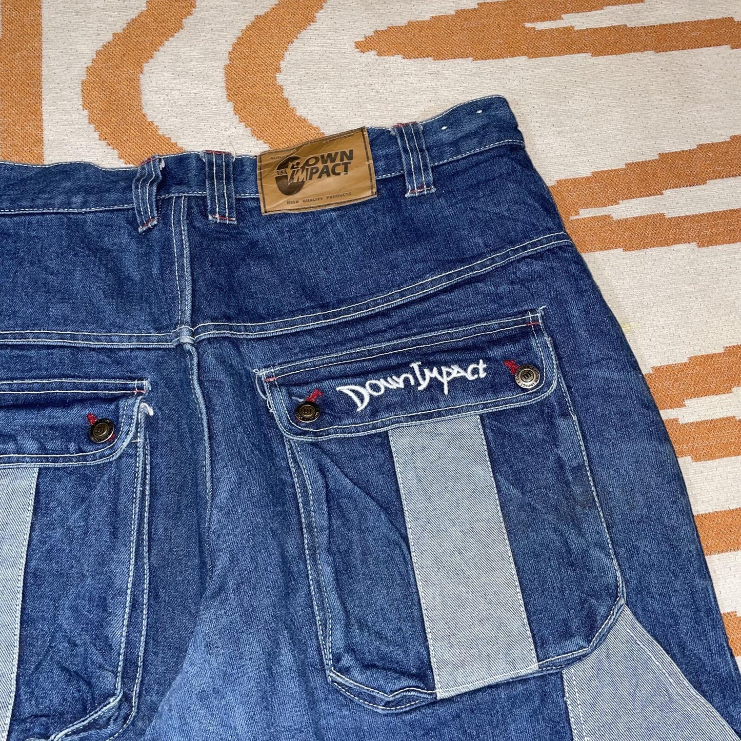 Down Impact 00s Embroidered Baggy Blue Jeans 38x32