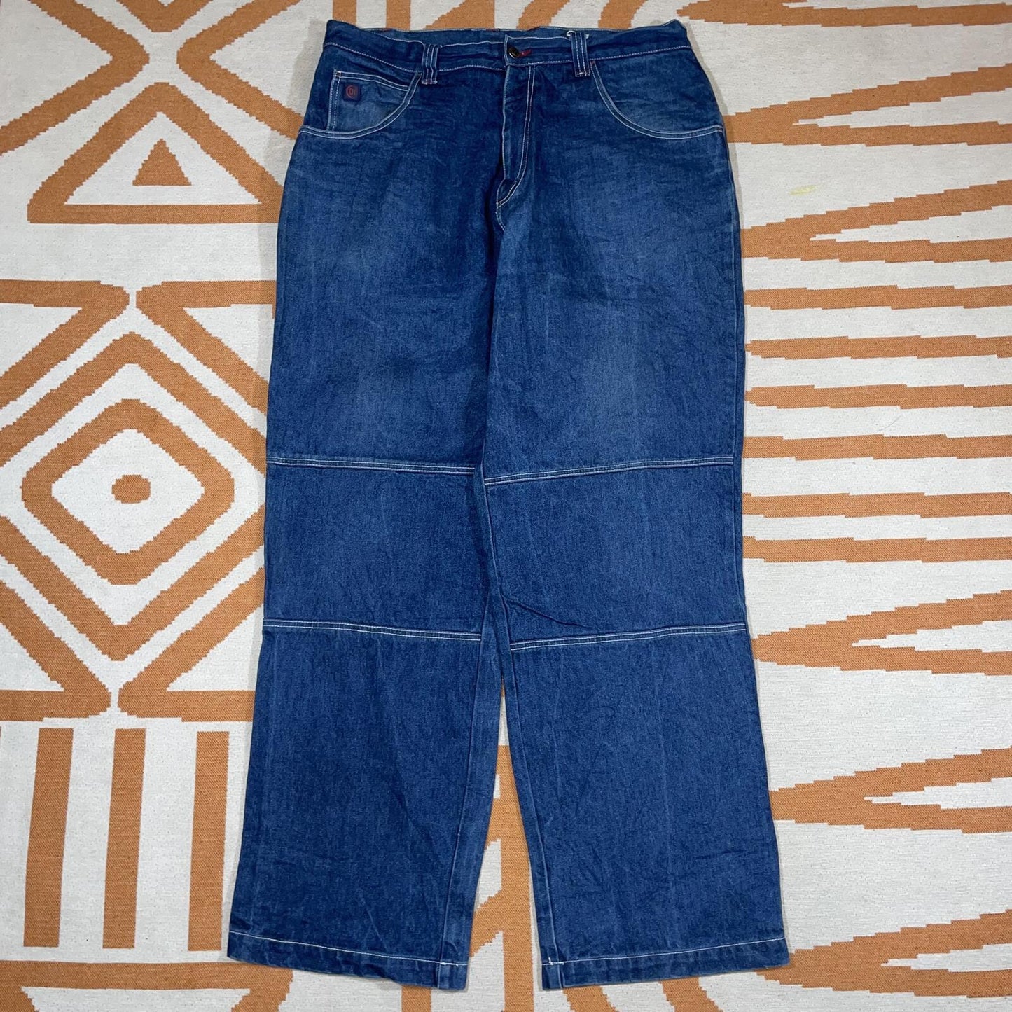 Down Impact 00s Embroidered Baggy Blue Jeans 38x32