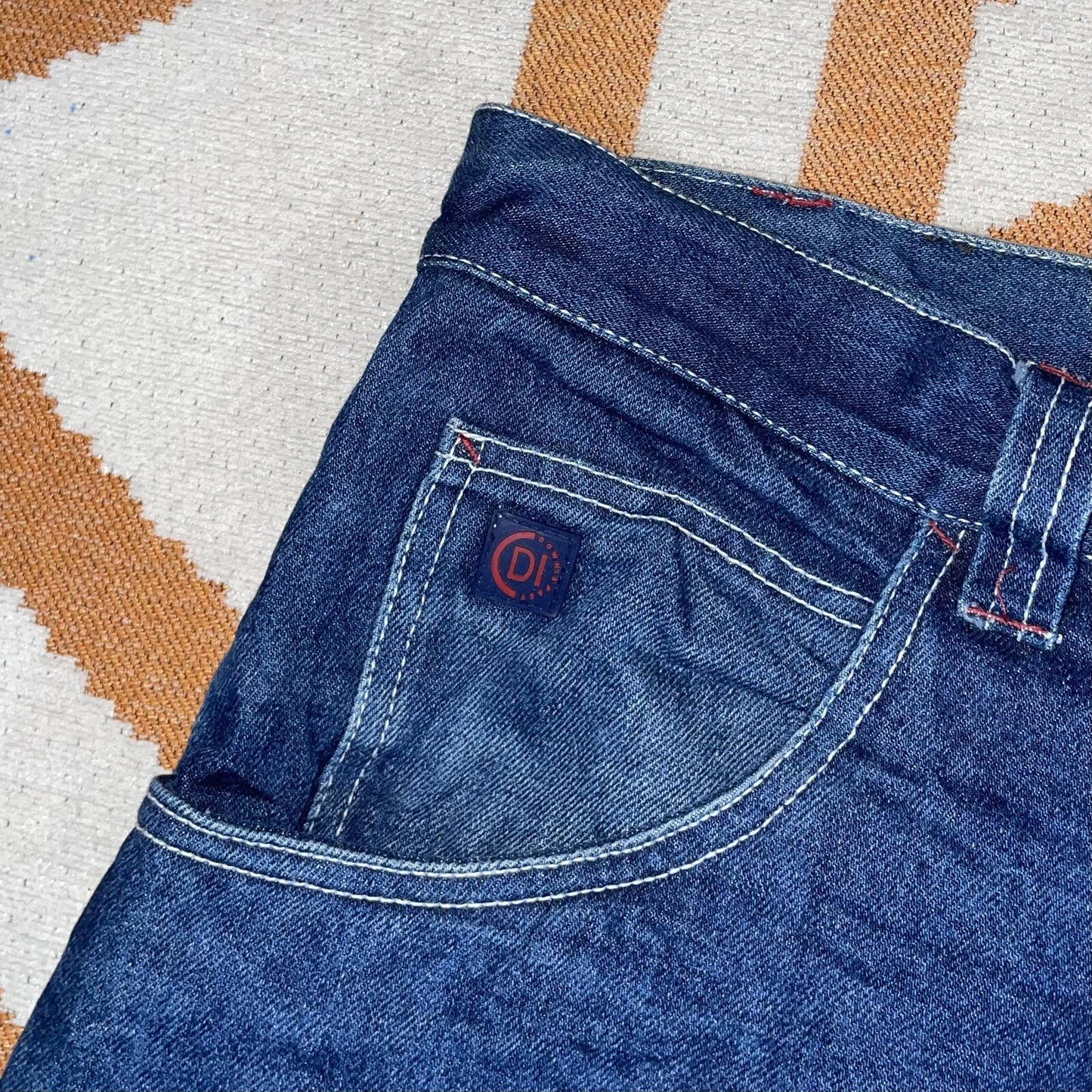 Down Impact 00s Embroidered Baggy Blue Jeans 38x32