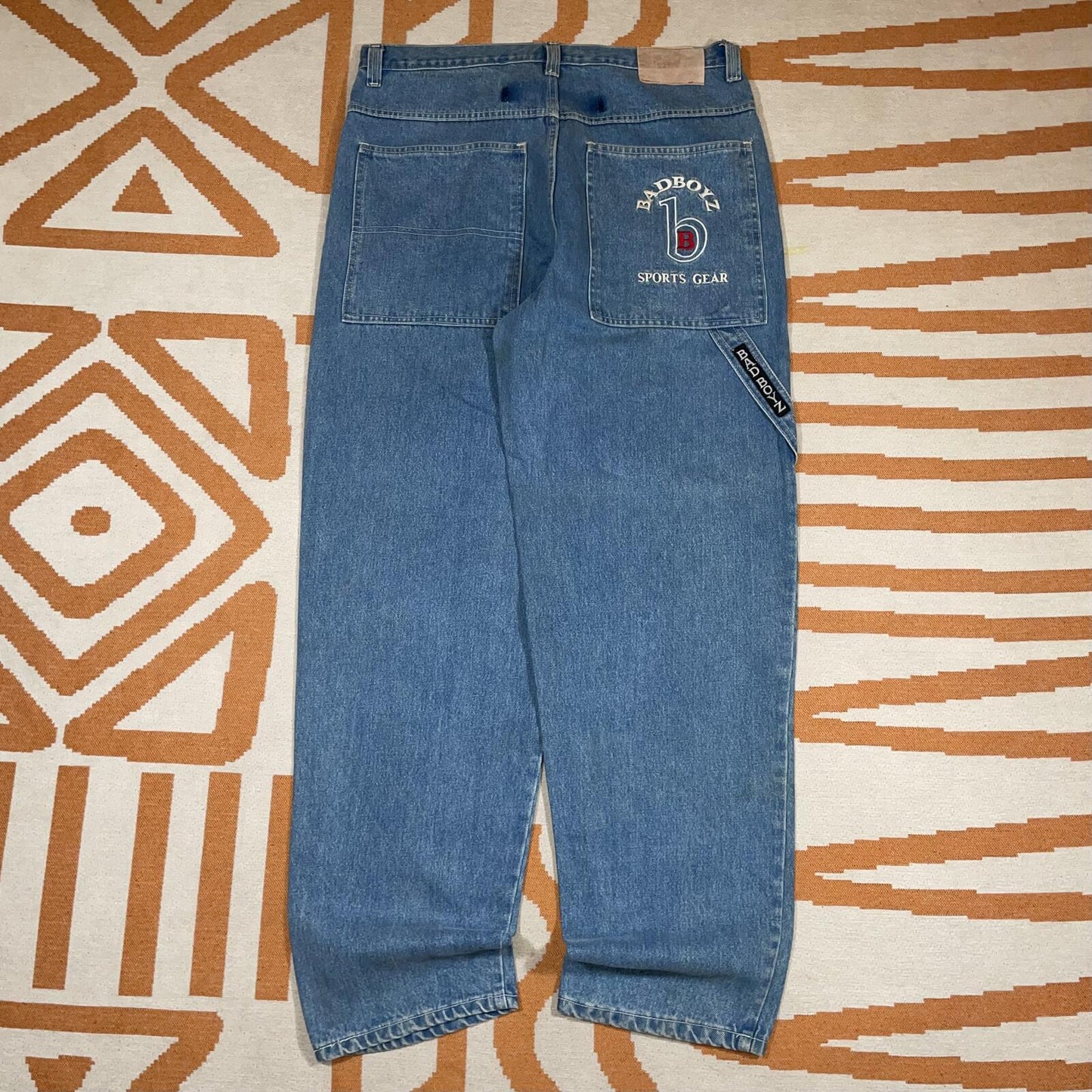 Badboyz 90s Embroidered Baggy Denim Jeans 38x34