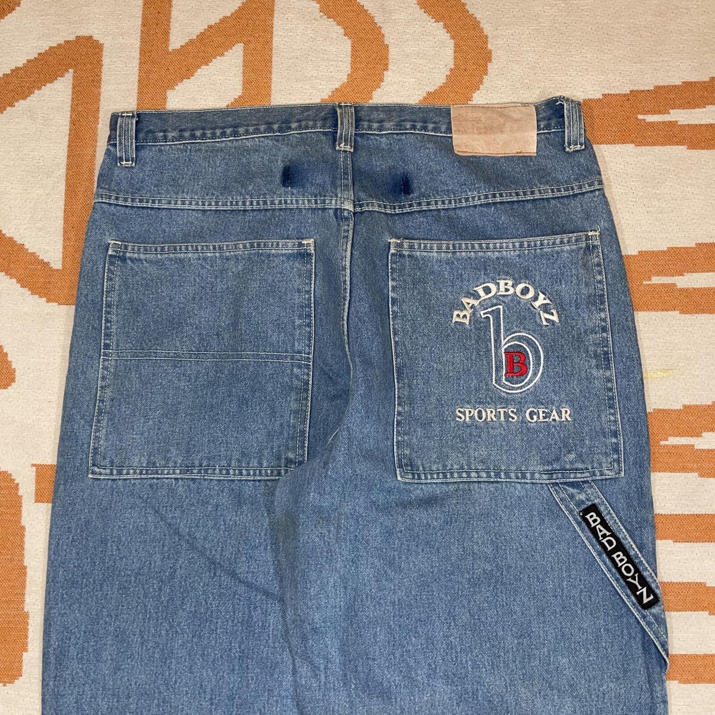 Badboyz 90s Embroidered Baggy Denim Jeans 38x34