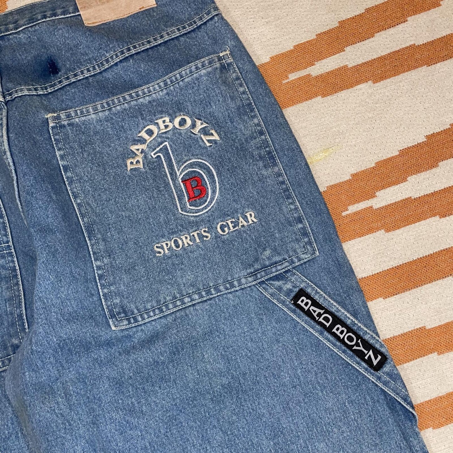 Badboyz 90s Embroidered Baggy Denim Jeans 38x34