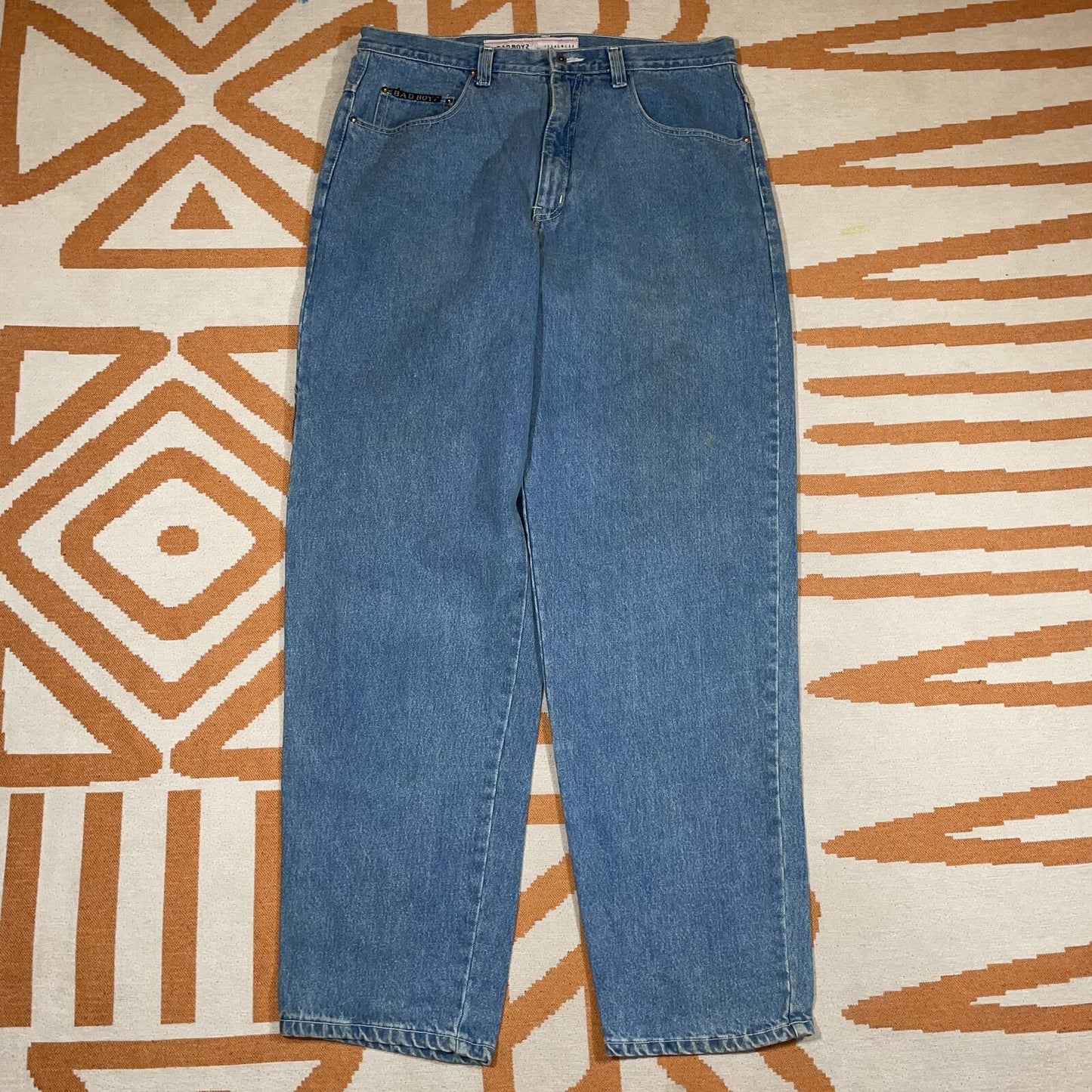 Badboyz 90s Embroidered Baggy Denim Jeans 38x34