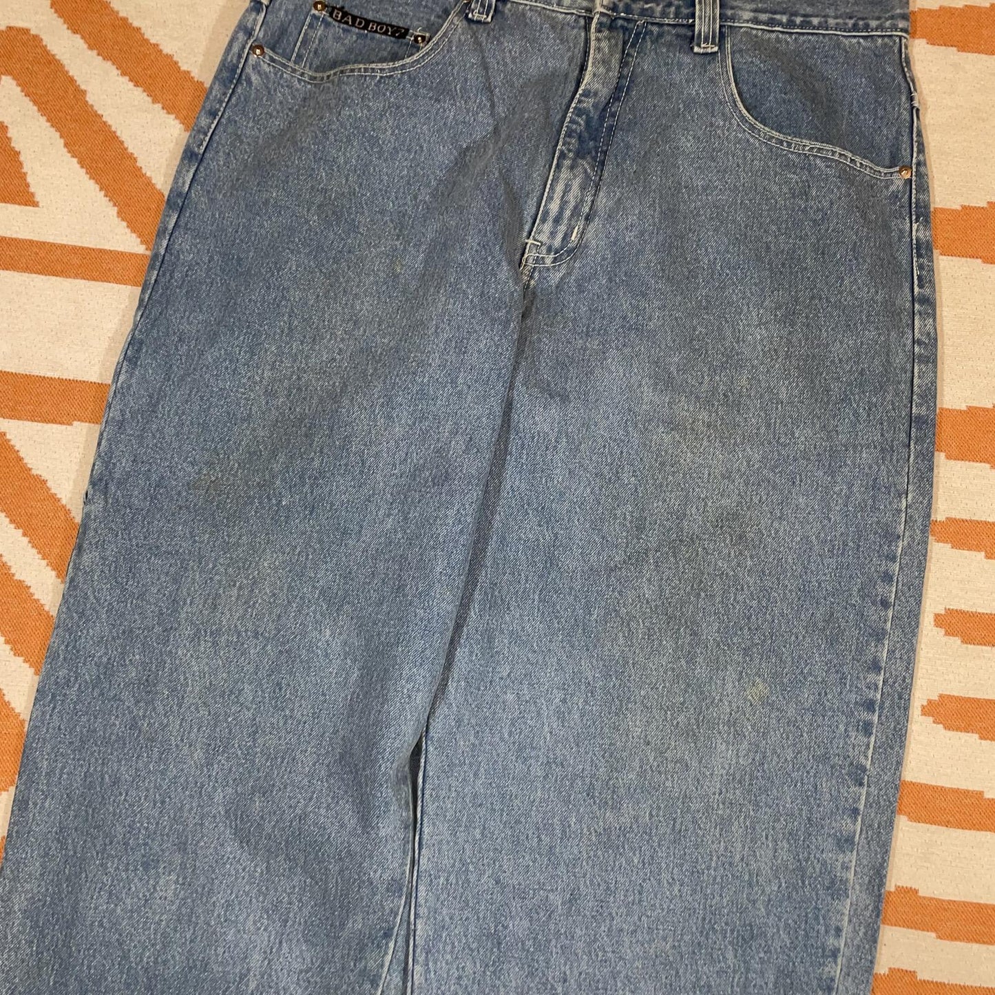 Badboyz 90s Embroidered Baggy Denim Jeans 38x34