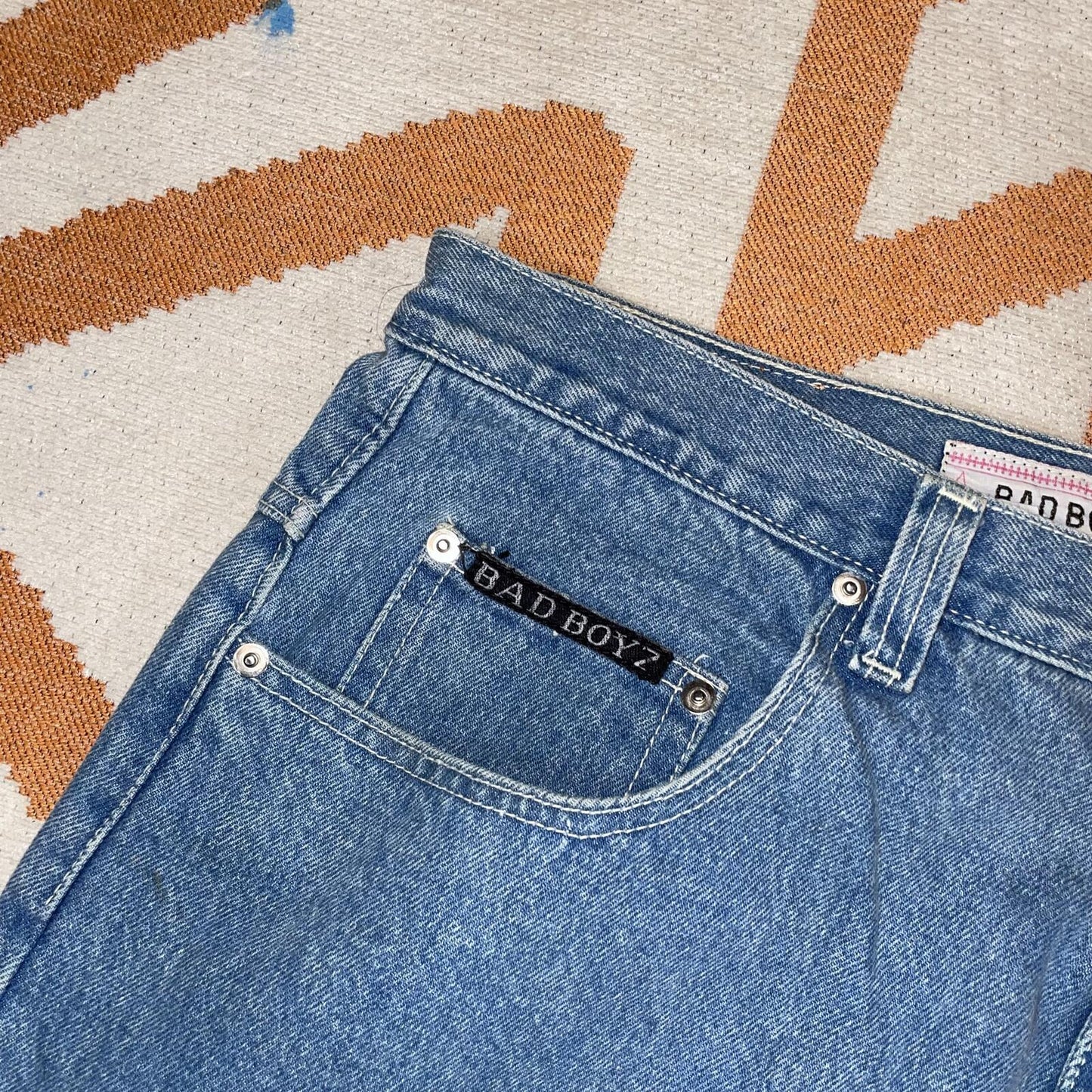 Badboyz 90s Embroidered Baggy Denim Jeans 38x34