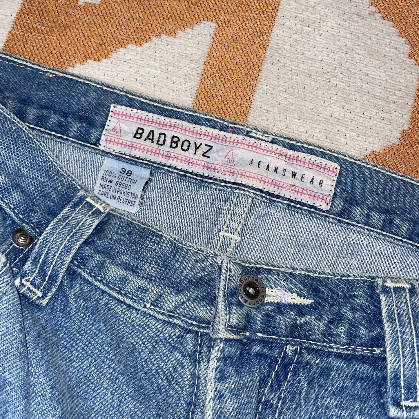 Badboyz 90s Embroidered Baggy Denim Jeans 38x34