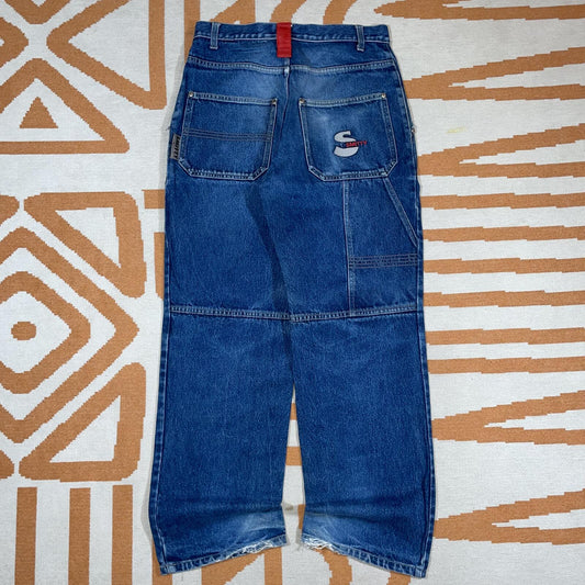 Smitty 00s Embroidered Blue Work Jeans 29x30